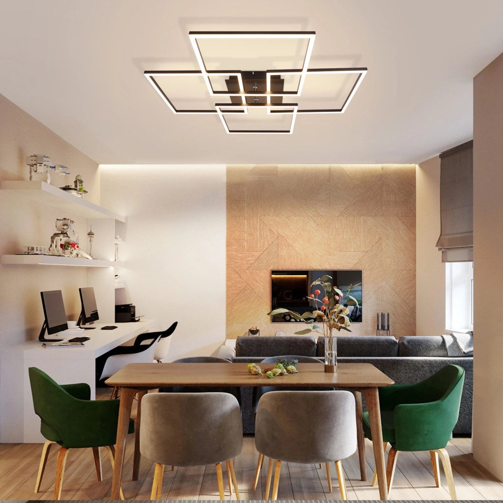 ZMH Lampada da soffitto plafoniera LED moderna 32W 3000K design rettangolare per soggiorno camera letto