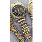 Trade Shop - Orologio Polso Zcc Uomo Analogico Calendario Elegante Bicolore Quadrante Nero -