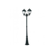 Palo Da Esterno Contemporaneo H218Cm Quadrata Alluminio E Vetro Nero 2 Luci E27