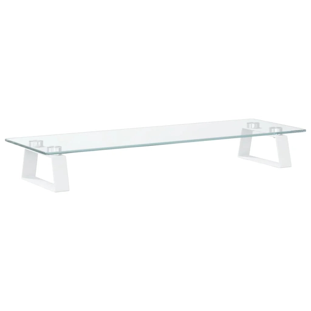Supporto per monitor mobile da scrivania 60 x 20 x 8 cm vetro temperato e metallo bianco 02_0044896