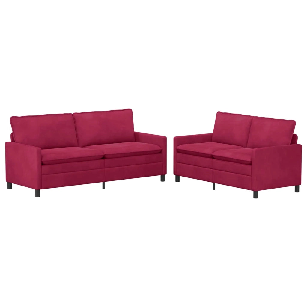 Set di divani 2 pcs Rosso Vino Velluto