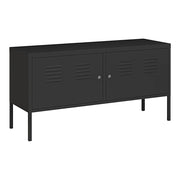 Credenza cassettiera mobile contenitore per soggiorno ingresso camera da letto con 2 ante 118 x 40 x 60 cm acciaio nero opaco 03_0009039
