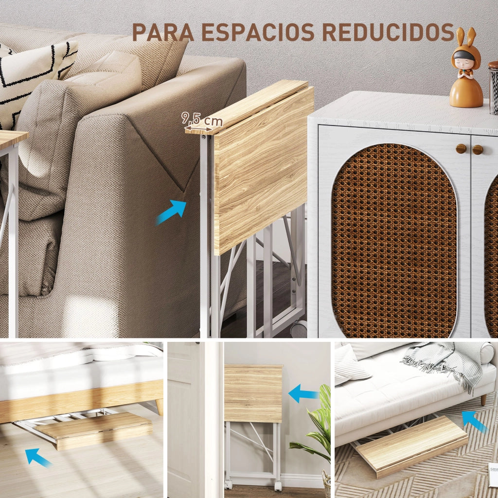 Scrivania Pieghevole con Ruote e Cassetti ¨C zephmum ¨C 80x40x75 cm Legno Bianco