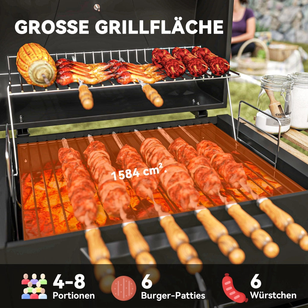 Barbecue Griglia Carbone ¨C zephmum ¨C Acciaio Legno Nero