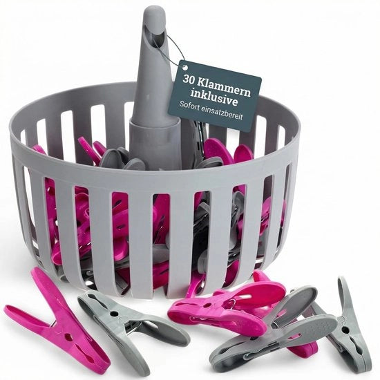 Wasknijpermand con 30 viti - Mand robusto - Mand di stoccaggio pratico - Resistente ai raggi UV - Resistente alle intemperie - Spaziale - Mand per bucato