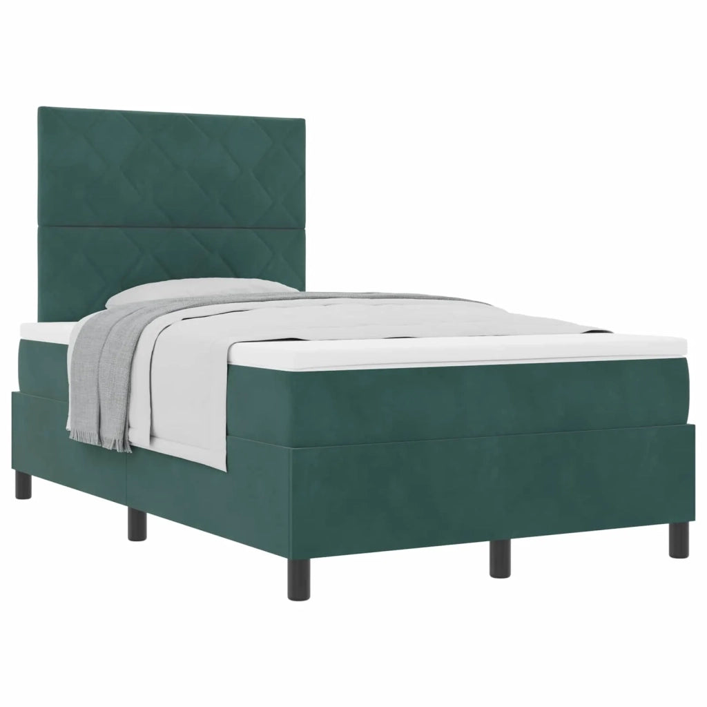 Letto a molle con materasso Verde Scuro 120 x 190 cm Velluto 3339887