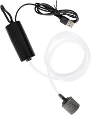 Pompa di aria per acquario - Pomp di ossigeno Mini - Fornitura di ossigeno per pesci - Risparmio di energia silenziosa - Alimentato da USB - Nero