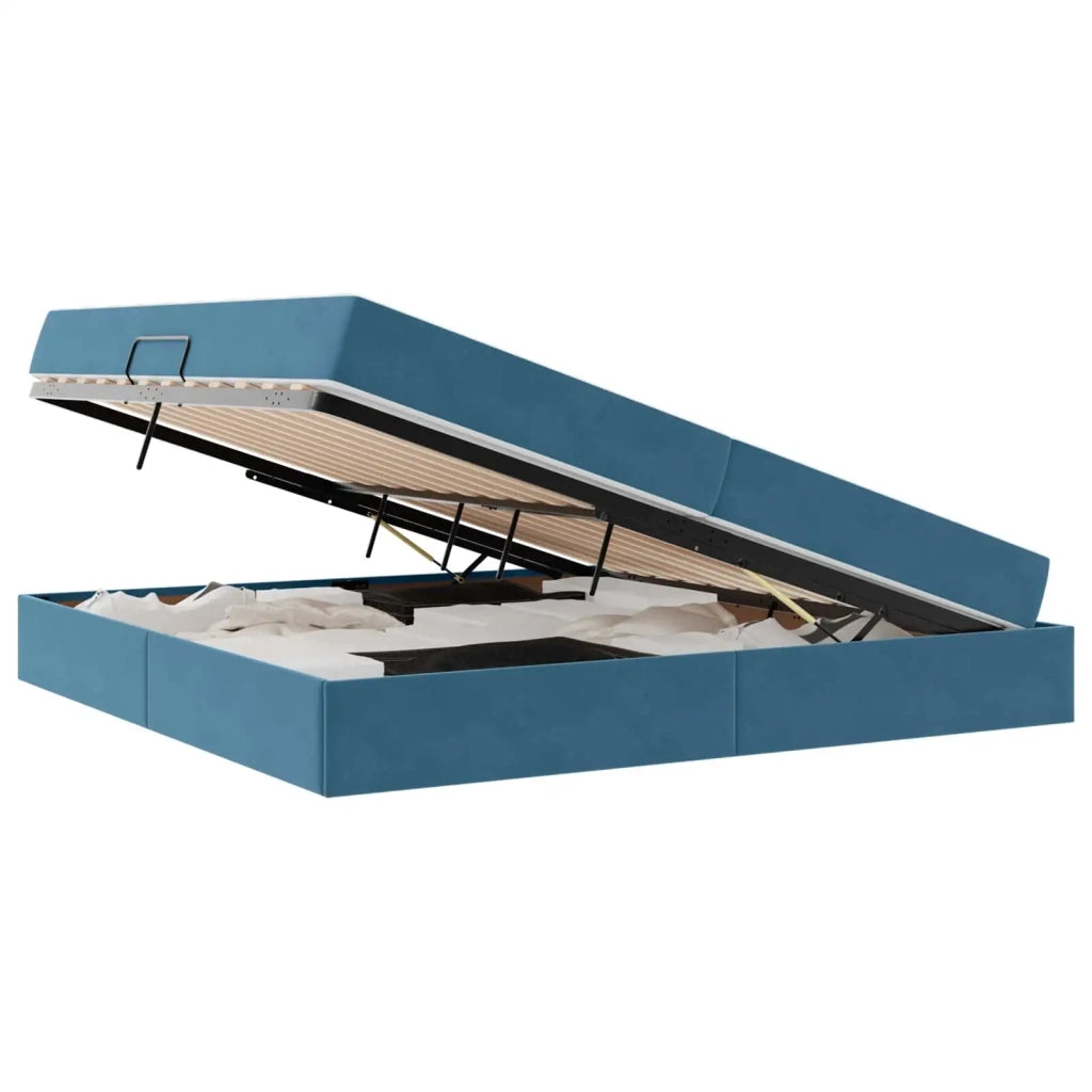 Letto con contenitore e materasso Blu Scuro 200 x 200 cm 3399746