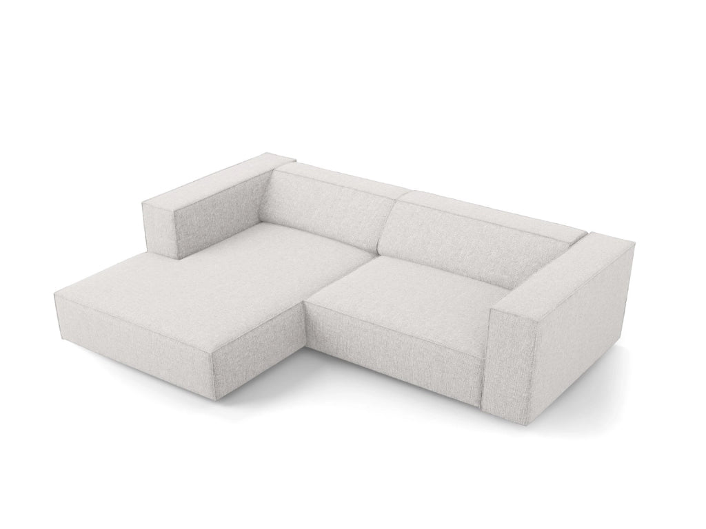 Cosmopolitan Design - Divano angolare sinistro "Arendal" 3 posti in ciniglia grigio chiaro 