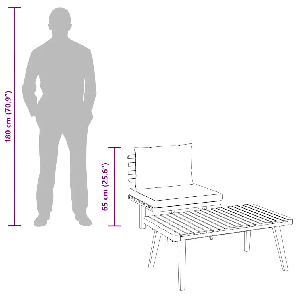 Set Divani da Giardino 2 pz con Cuscini in Massello di Acacia 316267
