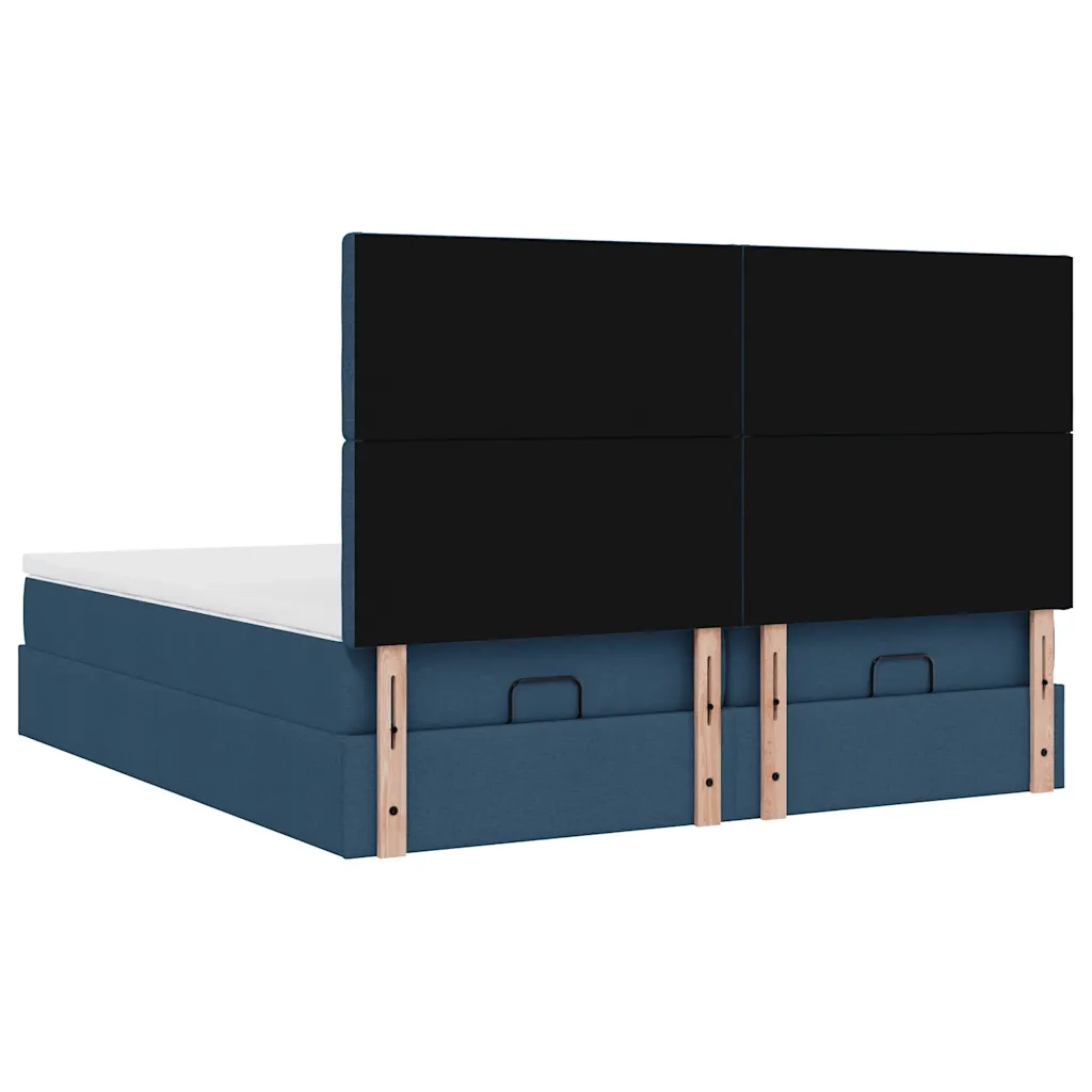 Struttura Letto Pouf con Materassi Blu 160x200 cm in Tessuto 3313733