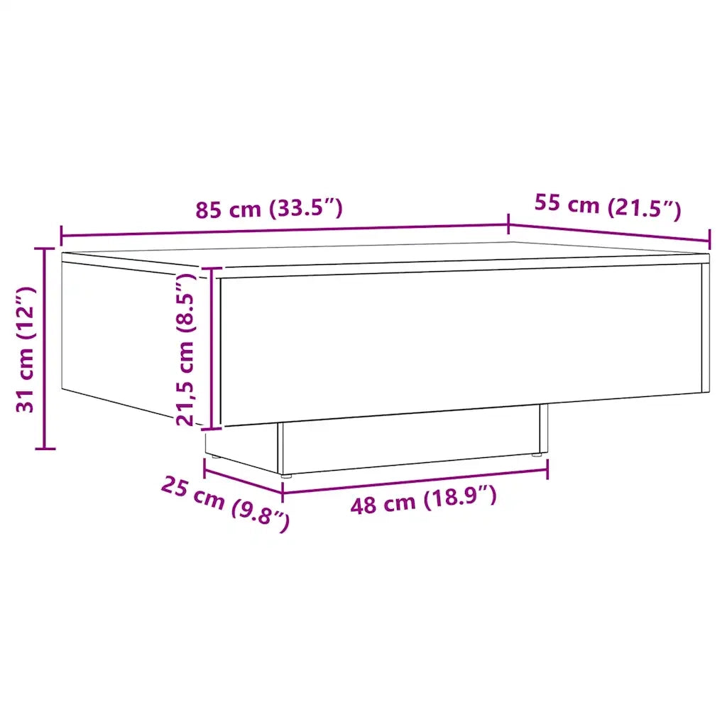 Tavolino salotto | Tavolino da caff¨¨ | Tavolino da Soggiorno Rovere Artigianale 85x55x31 cm in Truciolato