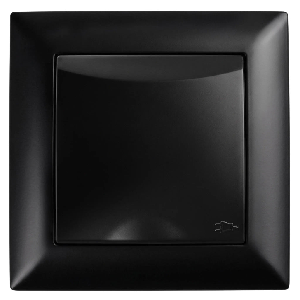 Presa Singola Con Messa A Terra E Coperchio Con Cornice Oste Jnh005-g Black