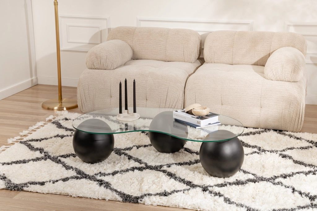 Tavolino in vetro "Sphere" - 120 x 70 x 30 cm - Nero