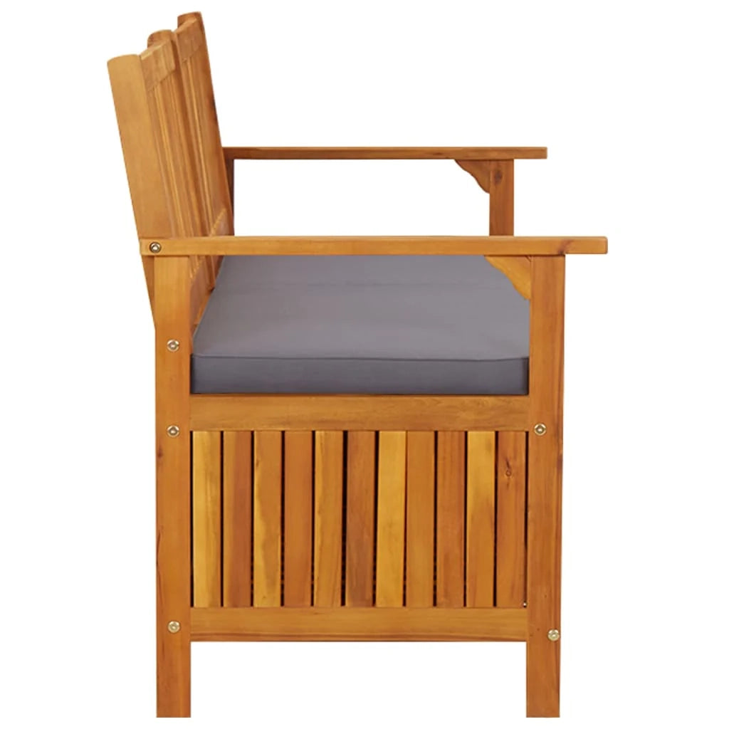 Panca da giardino mobili da esterno per patio contenitore per terrazza con cuscino 148 x 62 x 84 cm legno massello di acacia 02_0011797