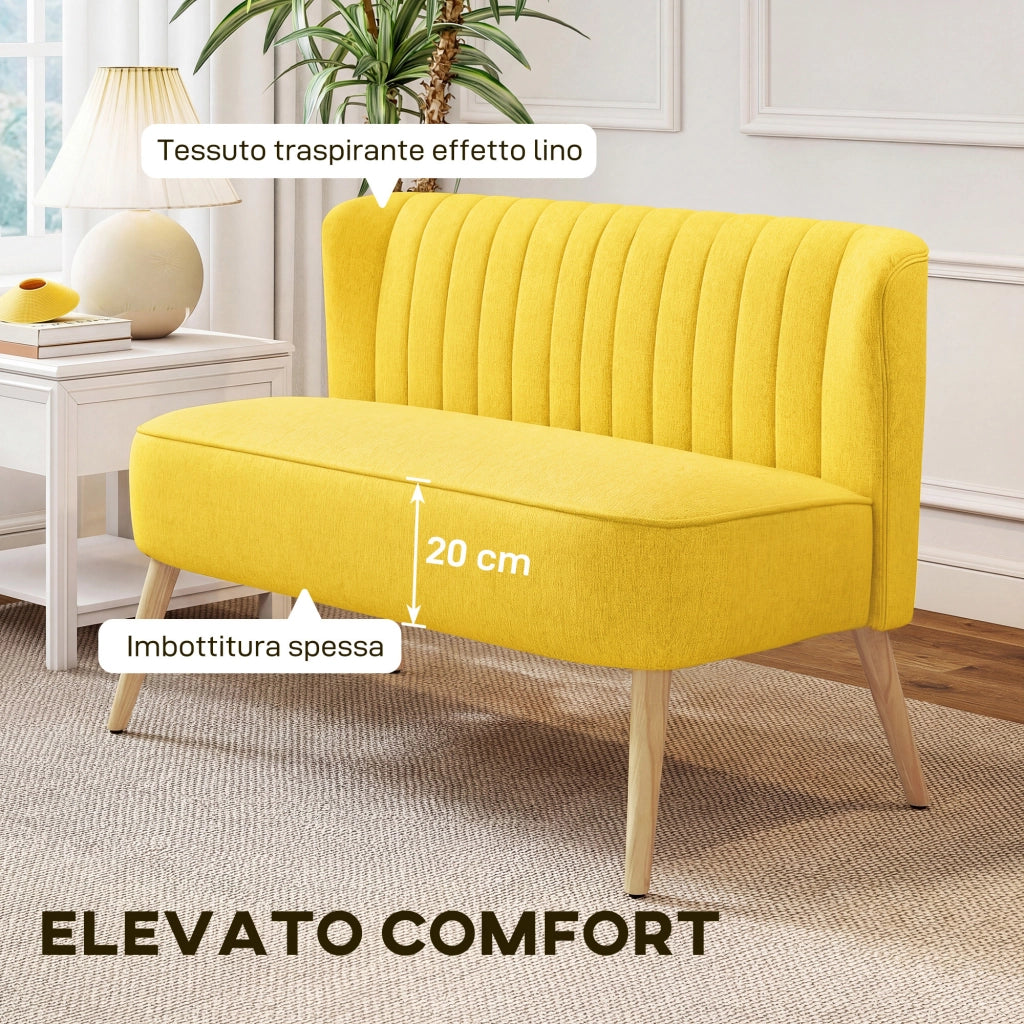 Divano 2 Posti Tessuto Senza Braccioli ¨C Zephmum ¨C Giallo 117x56.5x77 cm