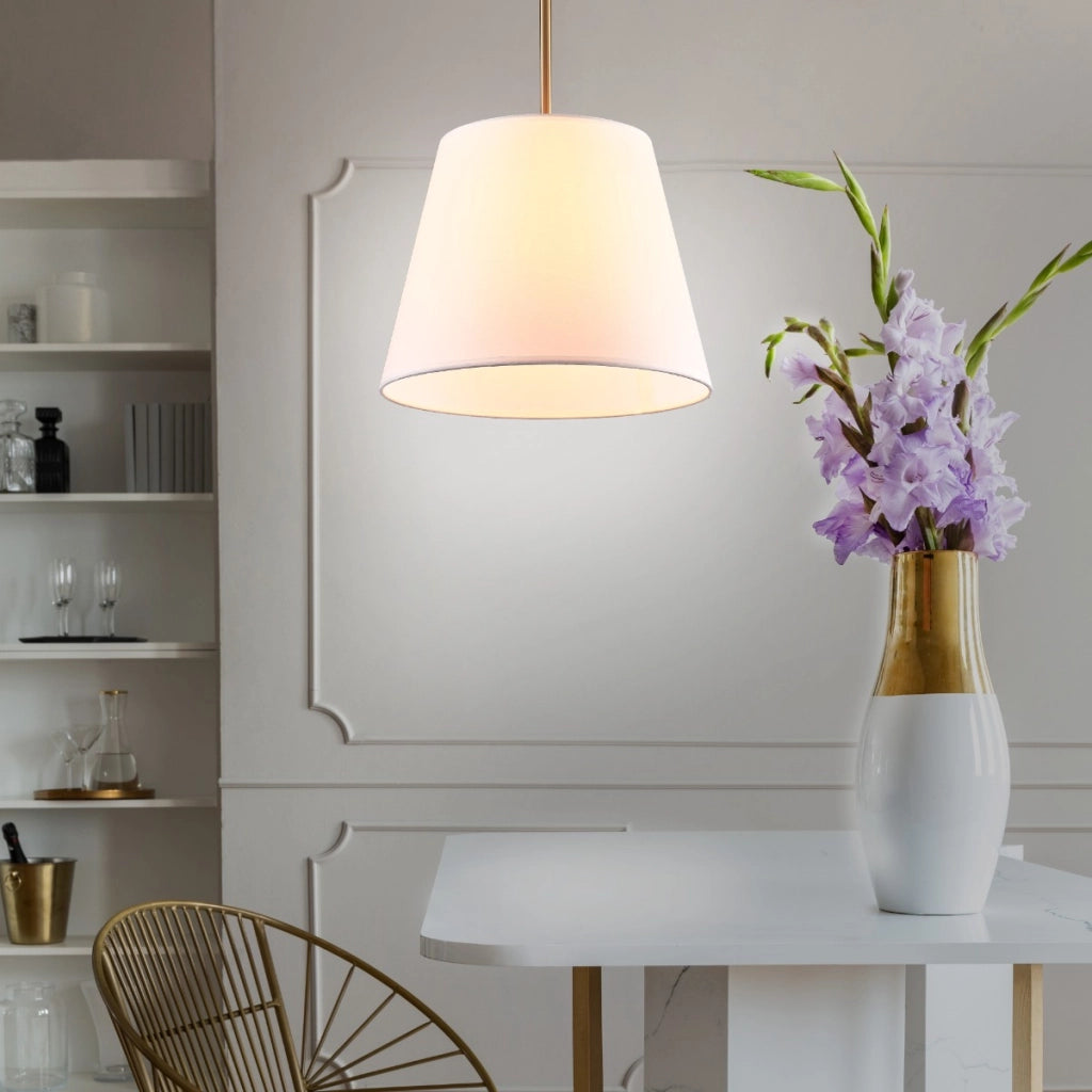 Lampada sospensione bianco oro cono E27 20W Polux Elena