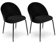 Set di 2 sedie da pranzo imbottite in velluto nero piede nero – Nicole - SD10NIPN