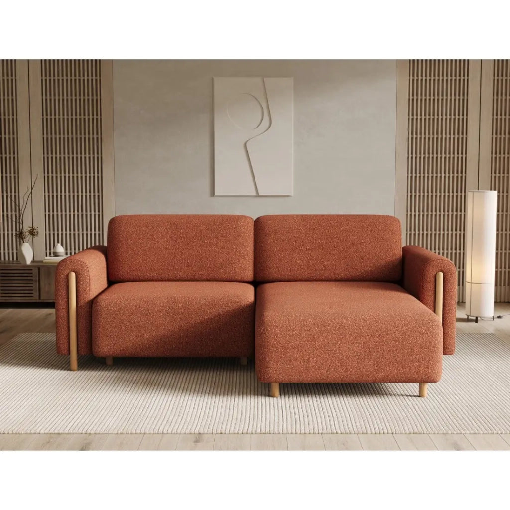Divano ad angolo trasformabile ARVESSA terracotta bouclette – Angolo destro