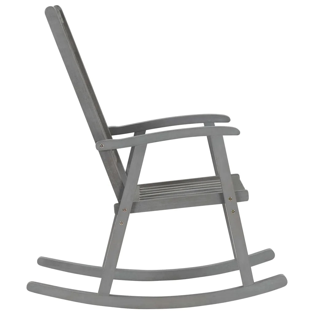 Sedia a Dondolo con Cuscini Grigia in Legno Massello di Acacia cod mxl 44209