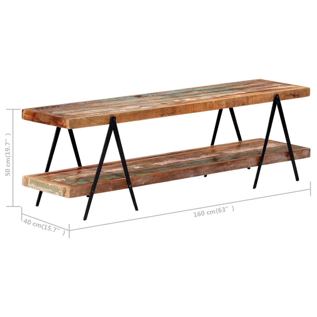 Mobile TV multimediale scaffale TV credenza mobile TV sala da pranzo soggiorno camera da letto 160 x 40 x 50 cm legno massello di recupero marrone 02_0026077