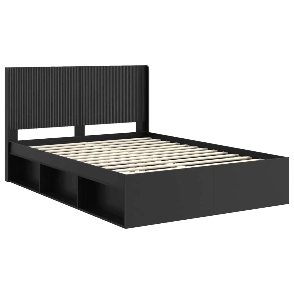 Struttura del letto con stoccaggio e testata Nero 135 x 190 cm 3413862