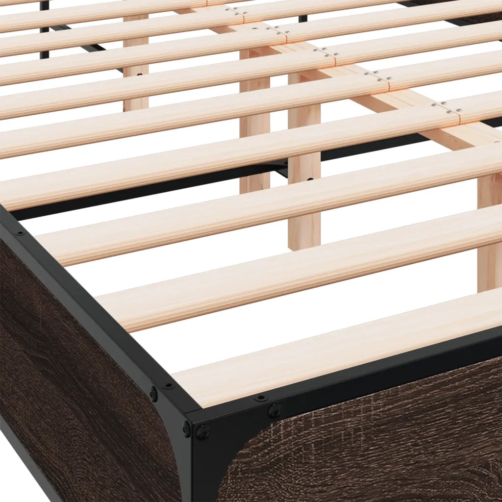 Giroletto-Struttura Letto Rovere Marrone 120x200cm in Legno Multistrato Metallo 103995