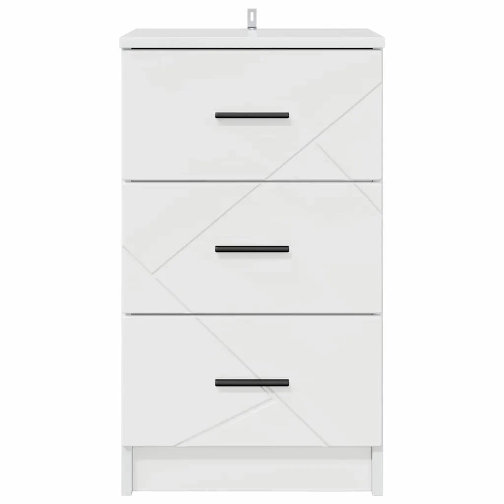Armadio da Notte con cassetto Bianco lucido 38 x 38 x 66 cm 883378