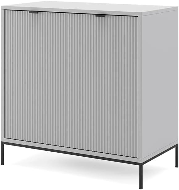 Cassettiera per camera da letto Eliza, Grigio, 42 x 81.2 cm con 2 porte, Meccanismo push-to-open e superficie facile da pulire