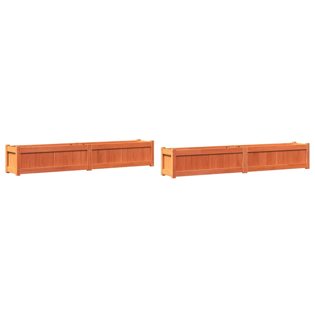 Fioriere da Giardino 2pz Marrone Cera Legno Massello di Pino 837499