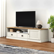 Mobile Porta TV-Credenza per TV VIGO Bianco 156x40x40 cm Legno Massello di Pino
