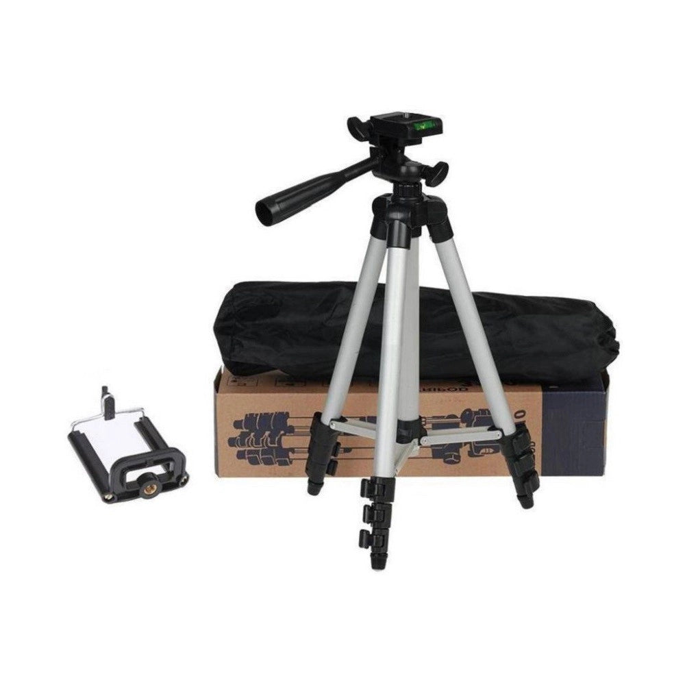 Trade Shop - Cavalletto Universale Fotocamera Treppiedi Tripode Supporto Alluminio Smartphone -