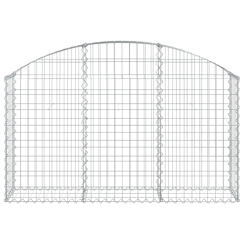 Cesto gabbione recinzione a gabbia muro di contenimento ad arco 150 x 30 x 80/100 cm ferro zincato argento 02_0039979