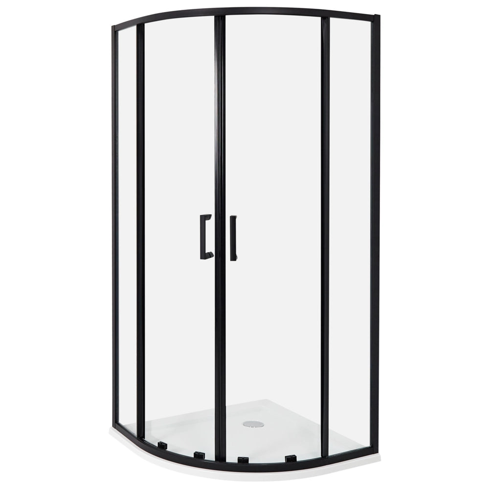Box Doccia Semicircolare Vetro Temperato Doppia Porta nero 90 x 90 x 185 cm bagno