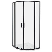 Box Doccia Semicircolare Vetro Temperato Doppia Porta nero 90 x 90 x 185 cm bagno