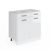 Mobiletto base per cucina R-Line Bianco lucido/Bianco 80 cm Senza piano di lavoro Vicco