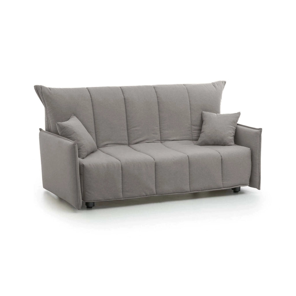 Divano Letto Alaric, Divano a 2 posti, Made in Italy, SofÒ  Soggiorno con apertura a carrello con apertura a carrello, in tessuto imbottito, con Braccioli standard, cm 150x90h85, colore Grigio