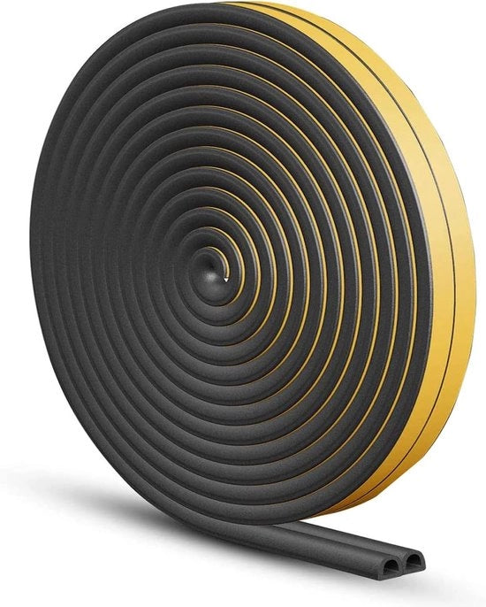 Tappo di sigillatura per porte a profilo D - Adesivo autoadesivo - Striscia anticollisione - Gomma schiuma - Isolamento acustico - Nero