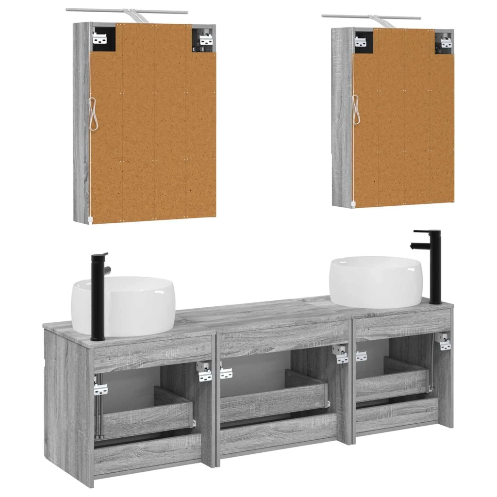 Set di Armadi da Bagno 5 pcs Sonoma grigio 50 x 14,5 x 70 cm 3406644