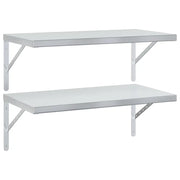 2 pz Mensole a Muro | Scaffale Parete | Ripiano a parete 75x40 cm Argento in Acciaio Inossidabile