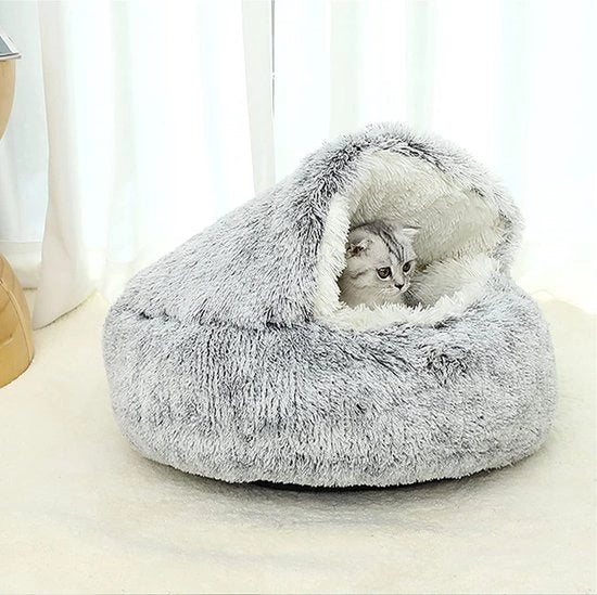 Letto per cani confortevole - Lavabile e rilassante - Per cani piccoli e medi - Cuscino/dolce di forma rotonda - Grigio - 65 cm letto morbido per cani