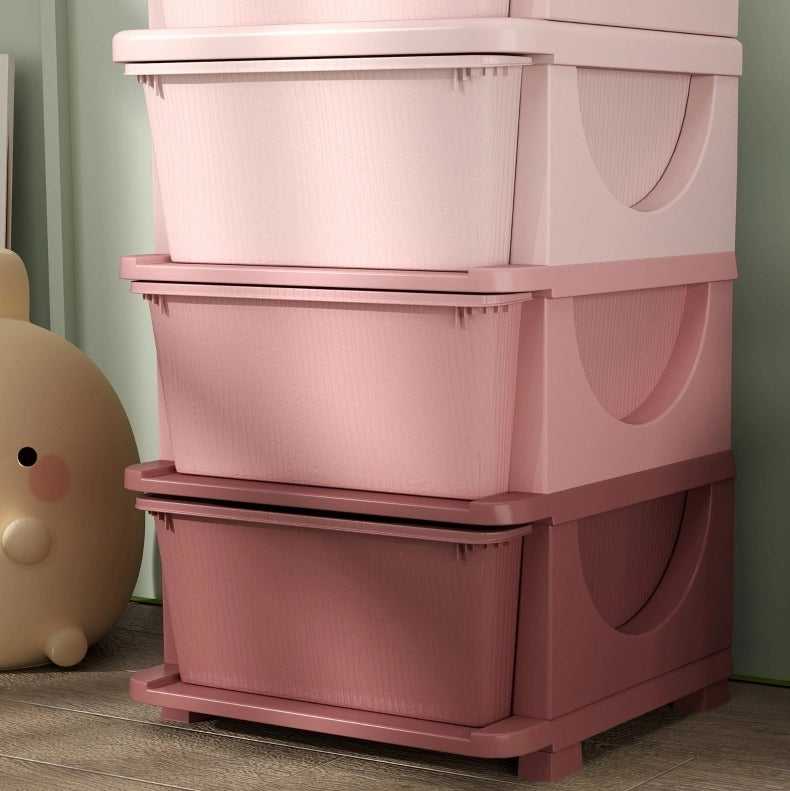 Mobile contenitore per bambini rosa con 4 cassetti, 37x37x76 cm