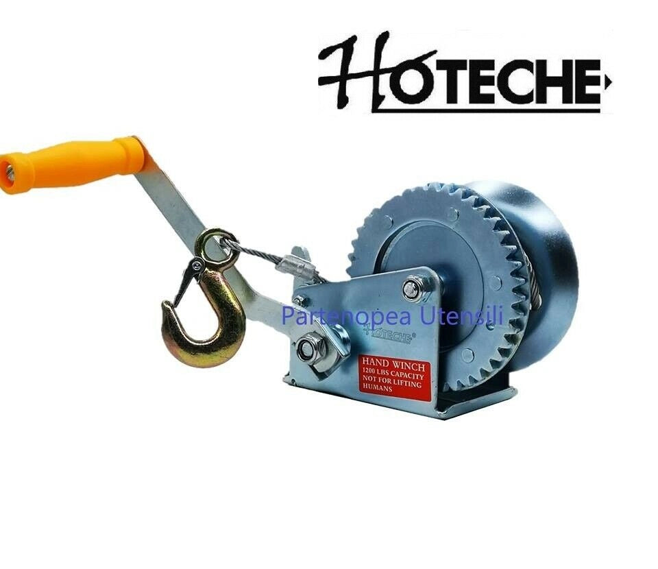 PARANCO MONTACARICHI VERRICELLO GANCIO MANUALE ARGANO 600 LB CAVO ACCIAIO 6 MT