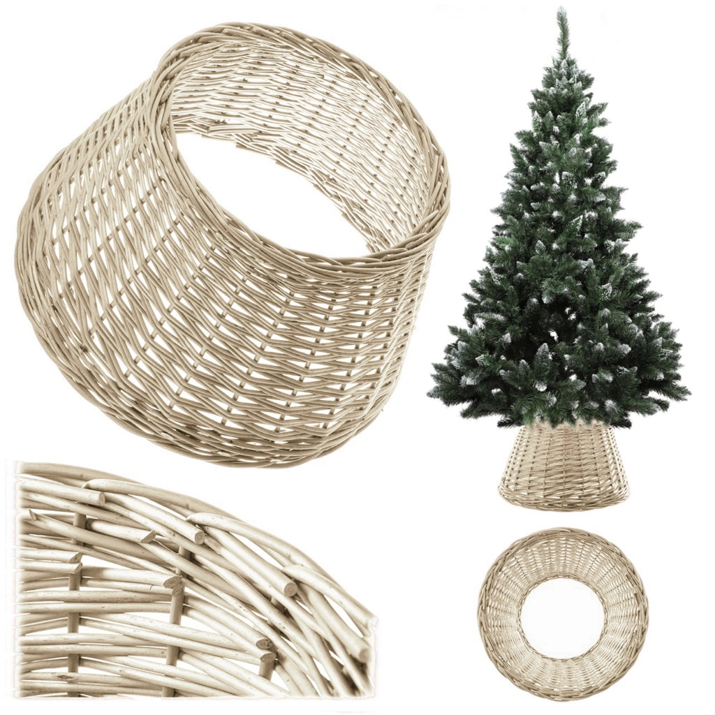 Copertura in vimini KADAX per supporto albero di Natale, 55 cm, copertura per cesto, bianca