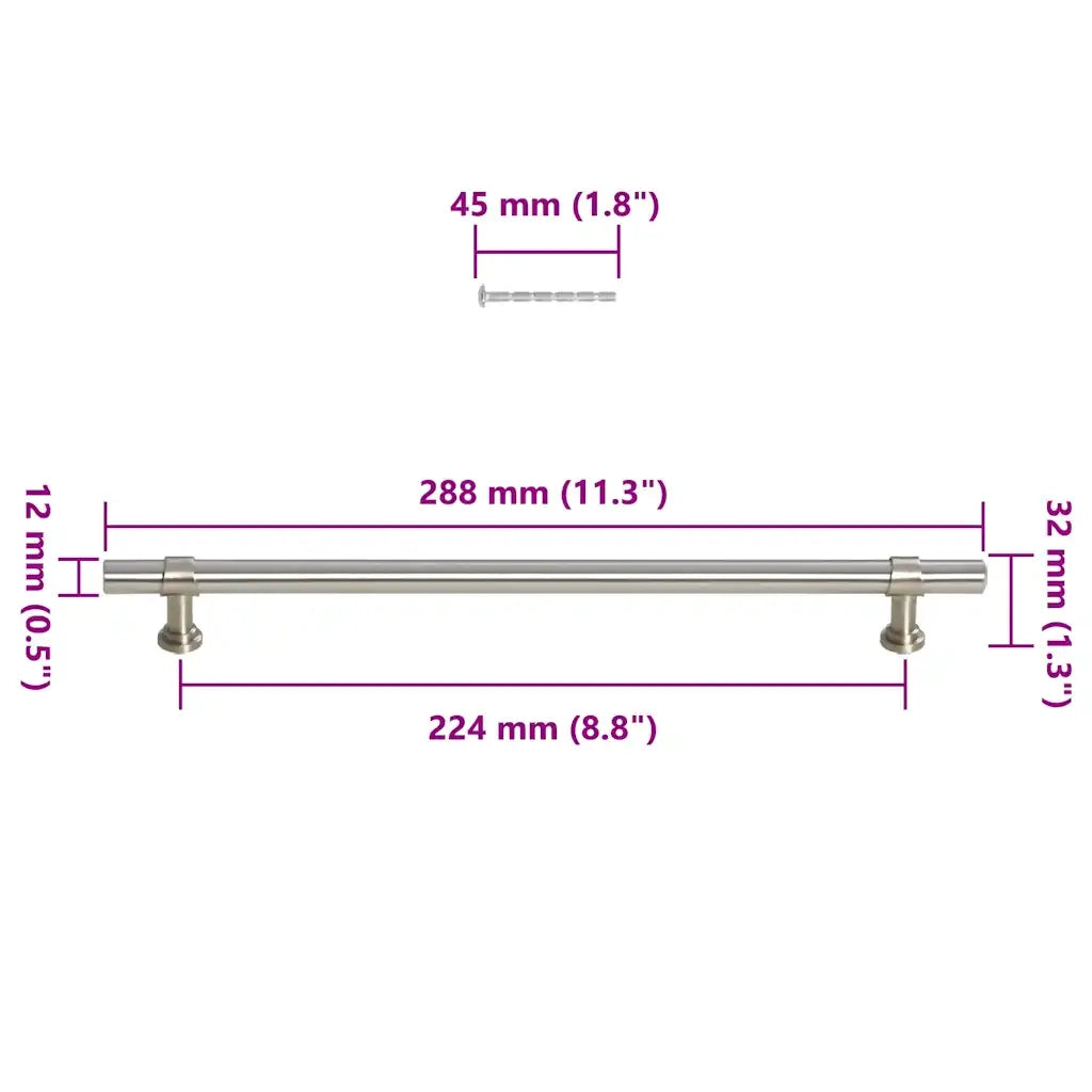 vidaXL Maniglie per Mobili 5pz Argento 224mm in Acciaio Inox