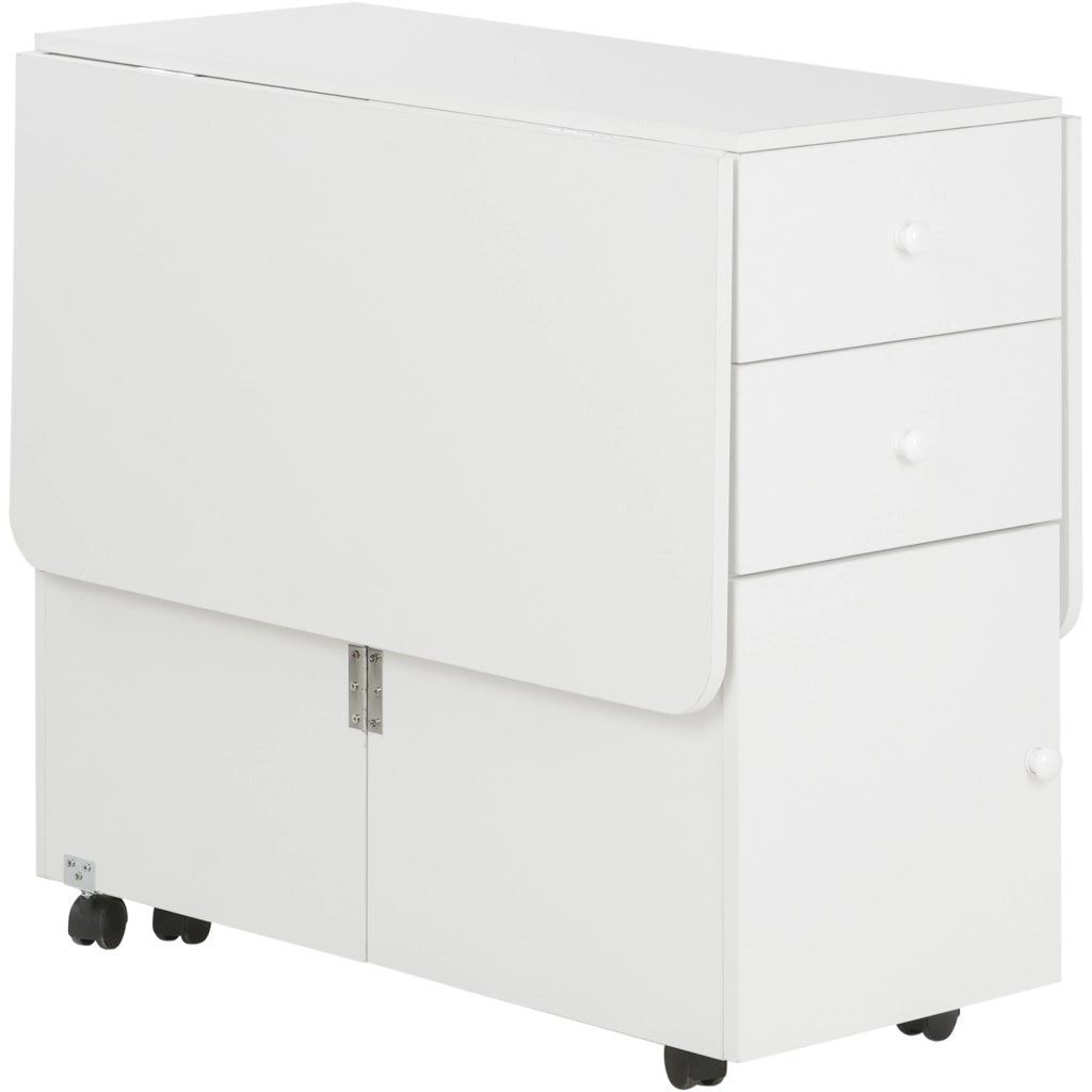 Tavolo da cucina a ribalta con cassetti e armadietto ¨C zephmum ¨C Bianco 120x80x75 cm