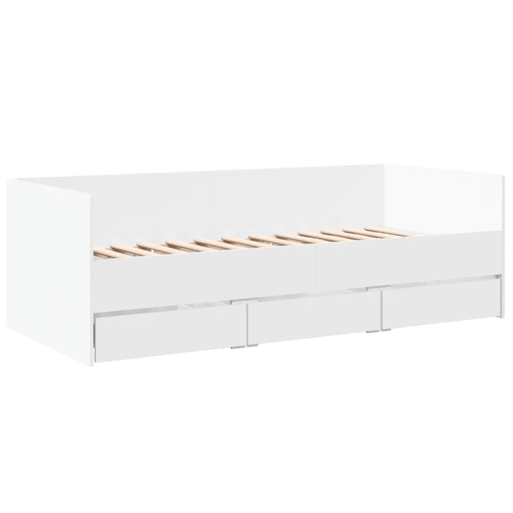 Divano Letto con Cassetti senza Materasso Bianco 90x200 cm