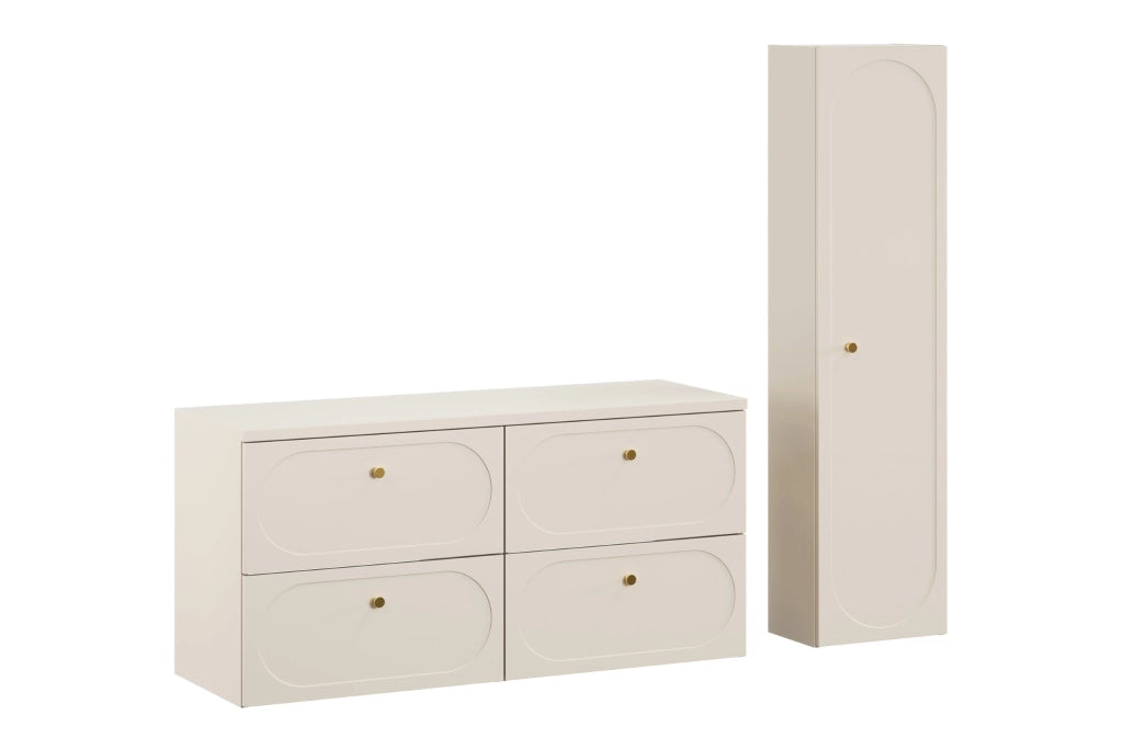 Set mobili bagno 120 cm con piano e Szafką wysoką Donna Sand 120 x 1401 x 46 cm