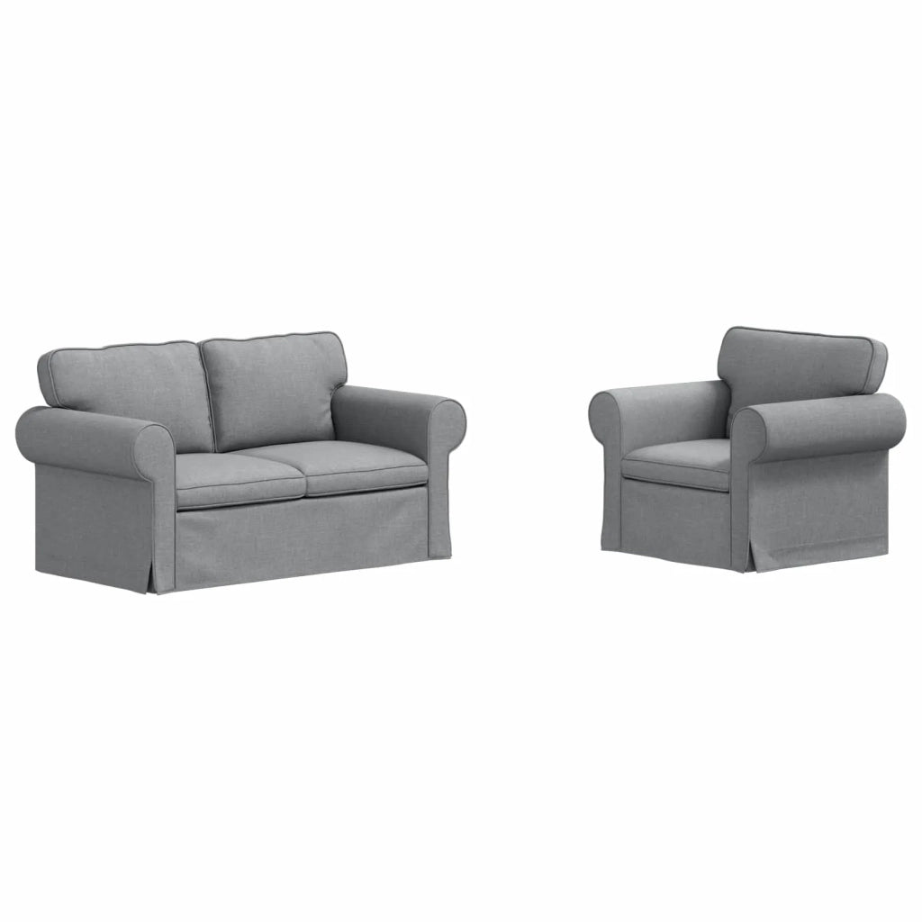 Set di divani 2 pcs Grigio chiaro 155 x 82 x 80 cm Tessuto