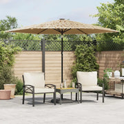 Ombrellone Giardino LED-Ombrello da Balcone e Palo in Acciaio Marrone 288x288x225cm
